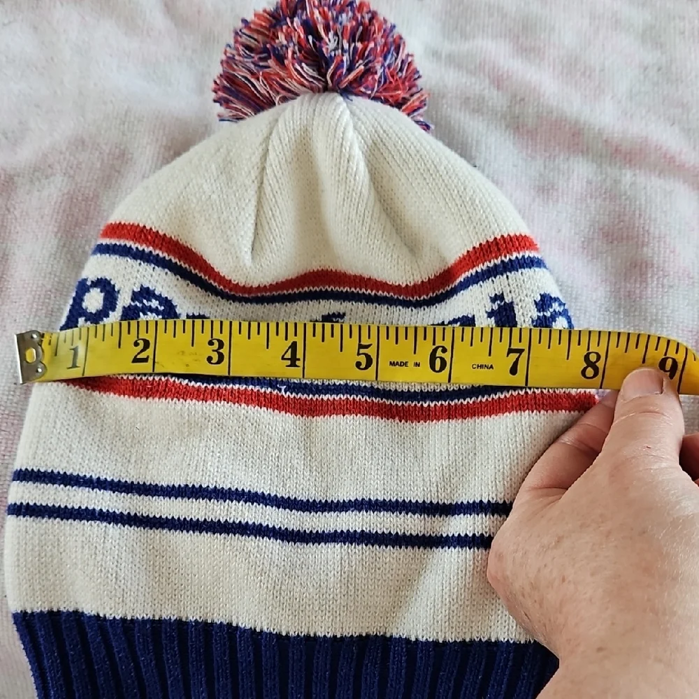 Patagonia Unisexual White, Red and Blue Striped Beanie